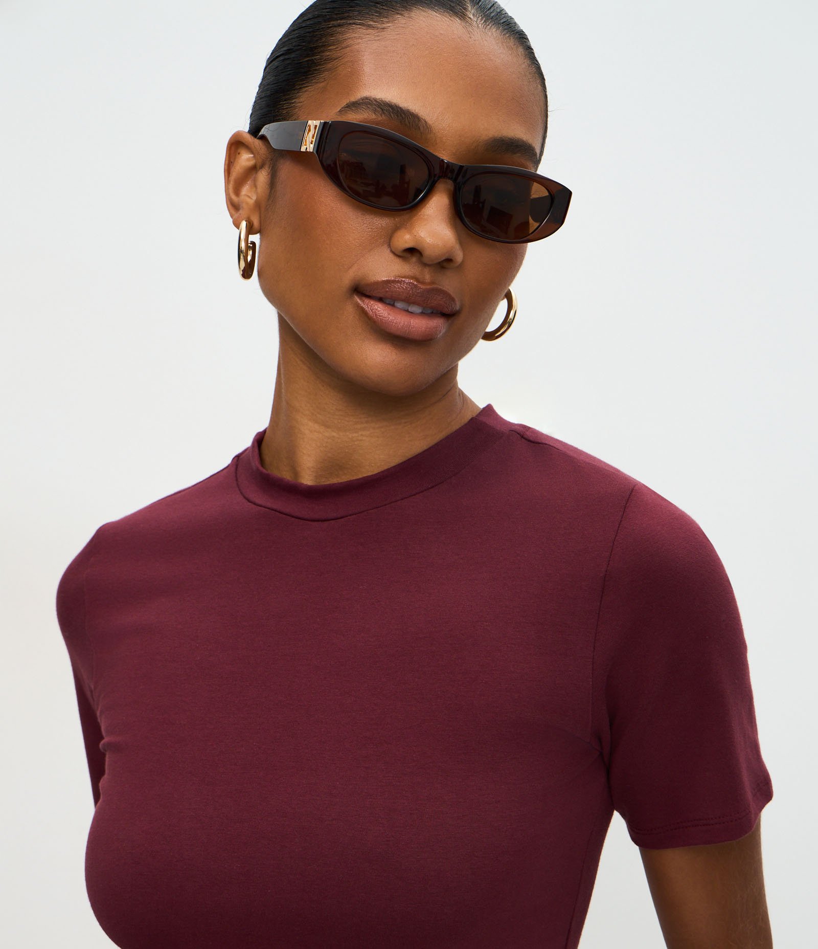 Blusa Peplum em Algodão com Manga Curta Vinho 3