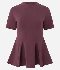 Blusa Peplum em Algodão com Manga Curta