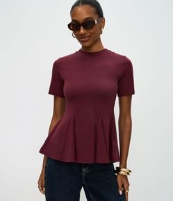 Blusa Peplum em Algodão com Manga Curta