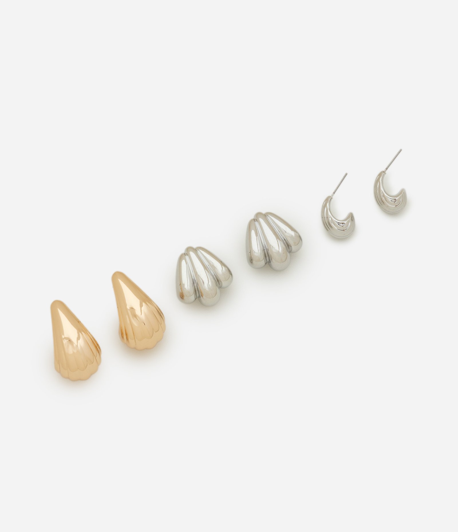 Kit 03 Brincos em Metal com Formatos Variados Multicores 1