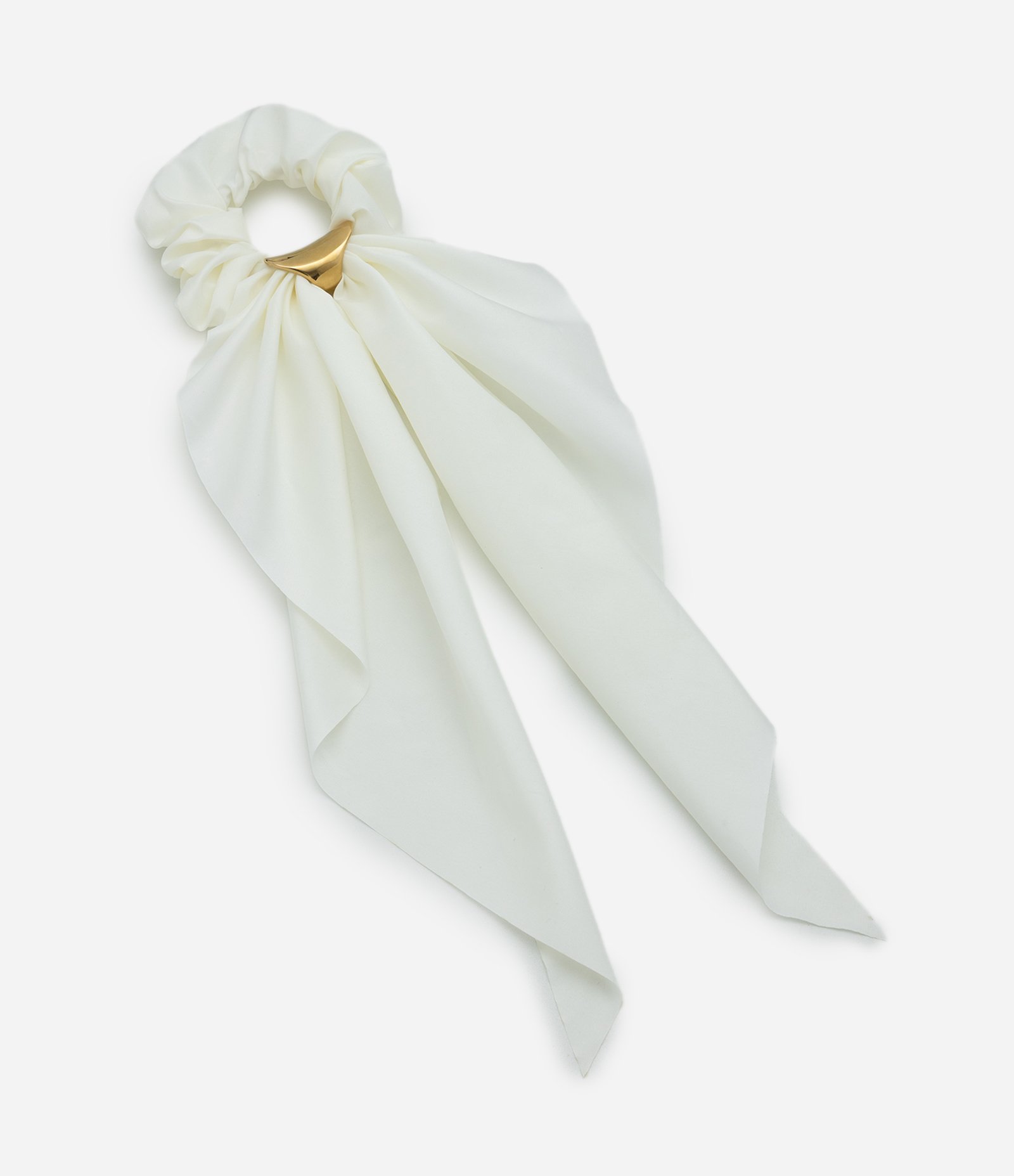 Scrunchie Acetinada com Detalhe Metalizado Off White 1