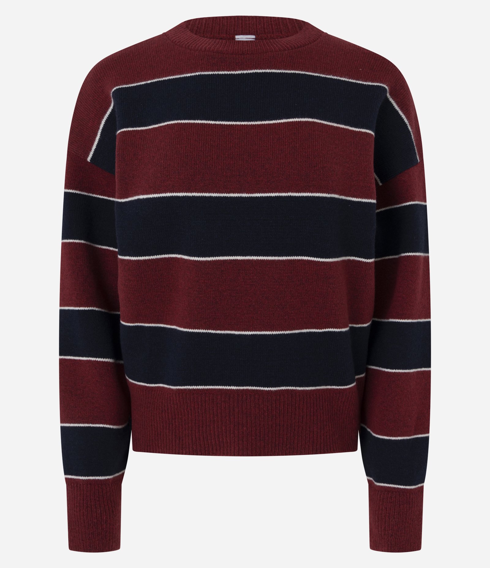 Blusa Manga Longa em Tricô Listrado Vermelho 1