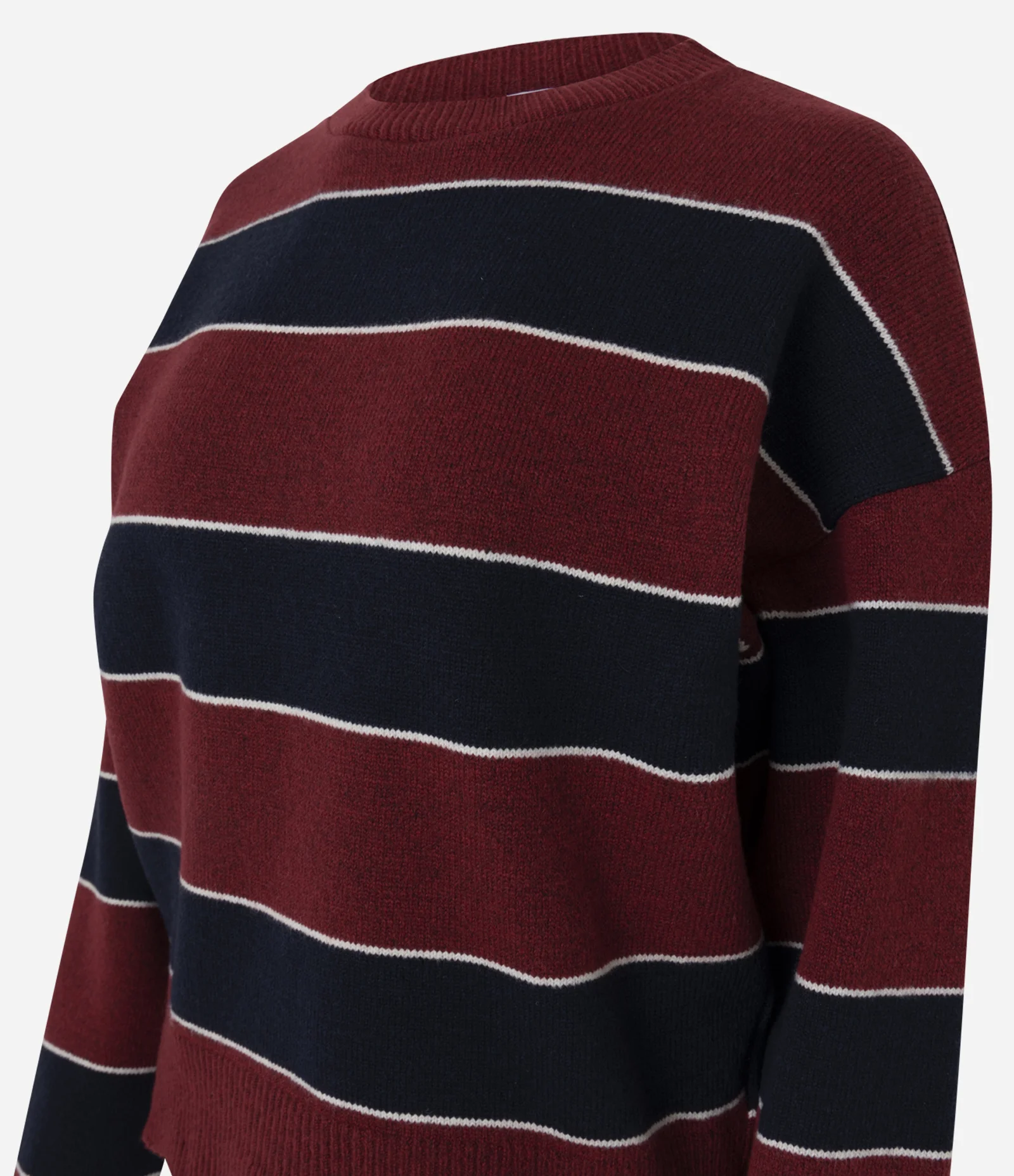 Blusa Manga Longa em Tricô Listrado Vermelho 2