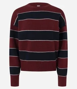 Blusa Manga Longa em Tricô Listrado