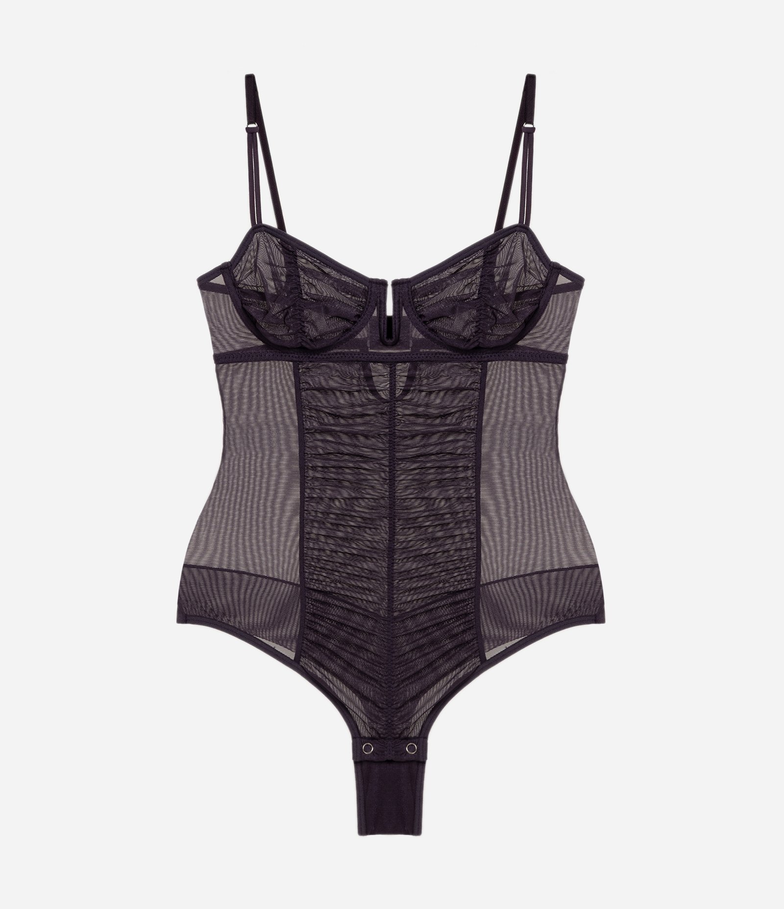 Body em Tule Drapeado com Detalhe em V Roxo 6