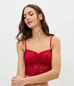 Camisete de Alça em Renda Floral