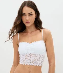 Camisete de Alça em Renda Floral