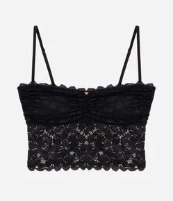 Camisete de Alça em Renda Floral