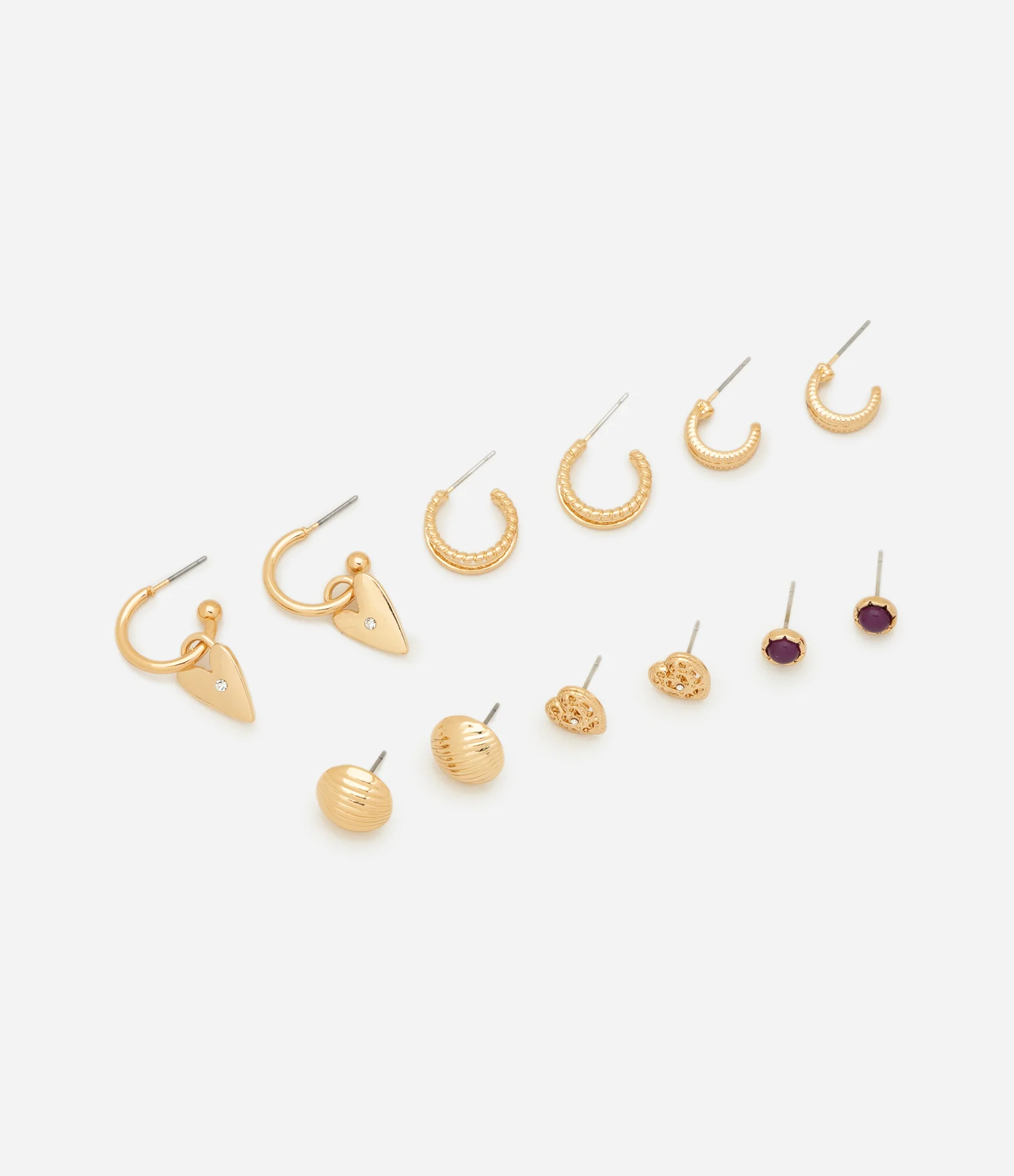 Kit 06 Brincos Metalizados com Modelos Variados Dourado 1