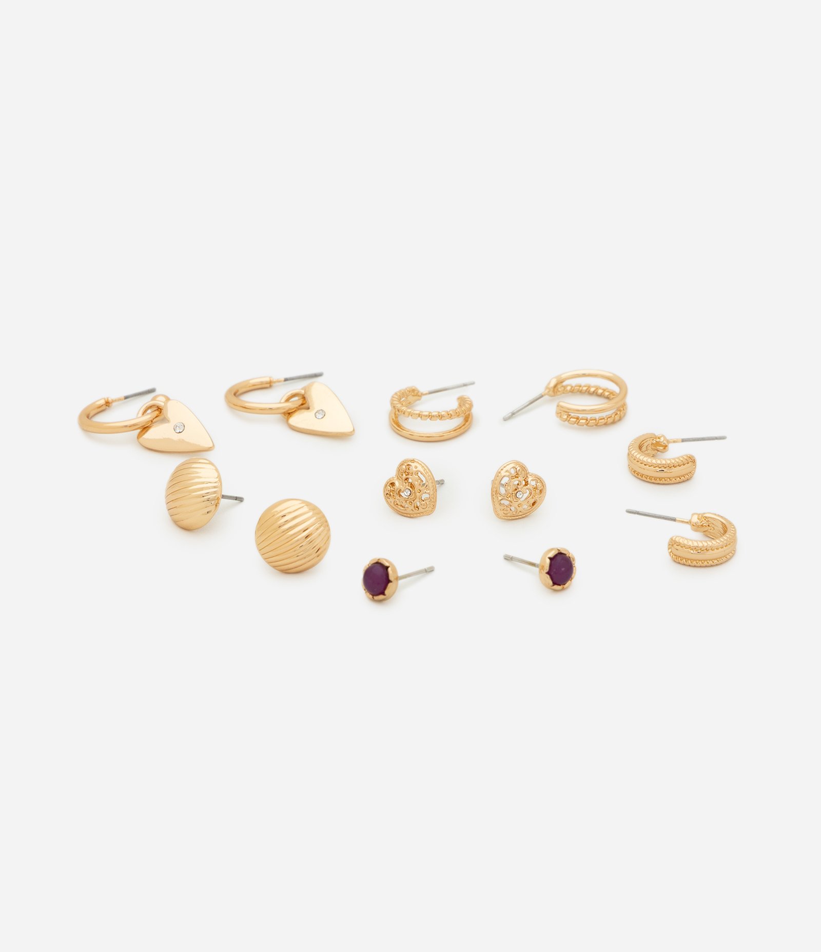 Kit 06 Brincos Metalizados com Modelos Variados Dourado 2