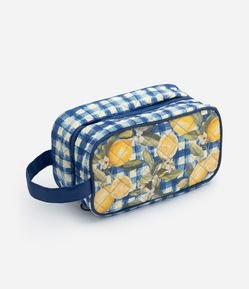 Necessaire Grande com Estampa de Frutas e Alça de Mão