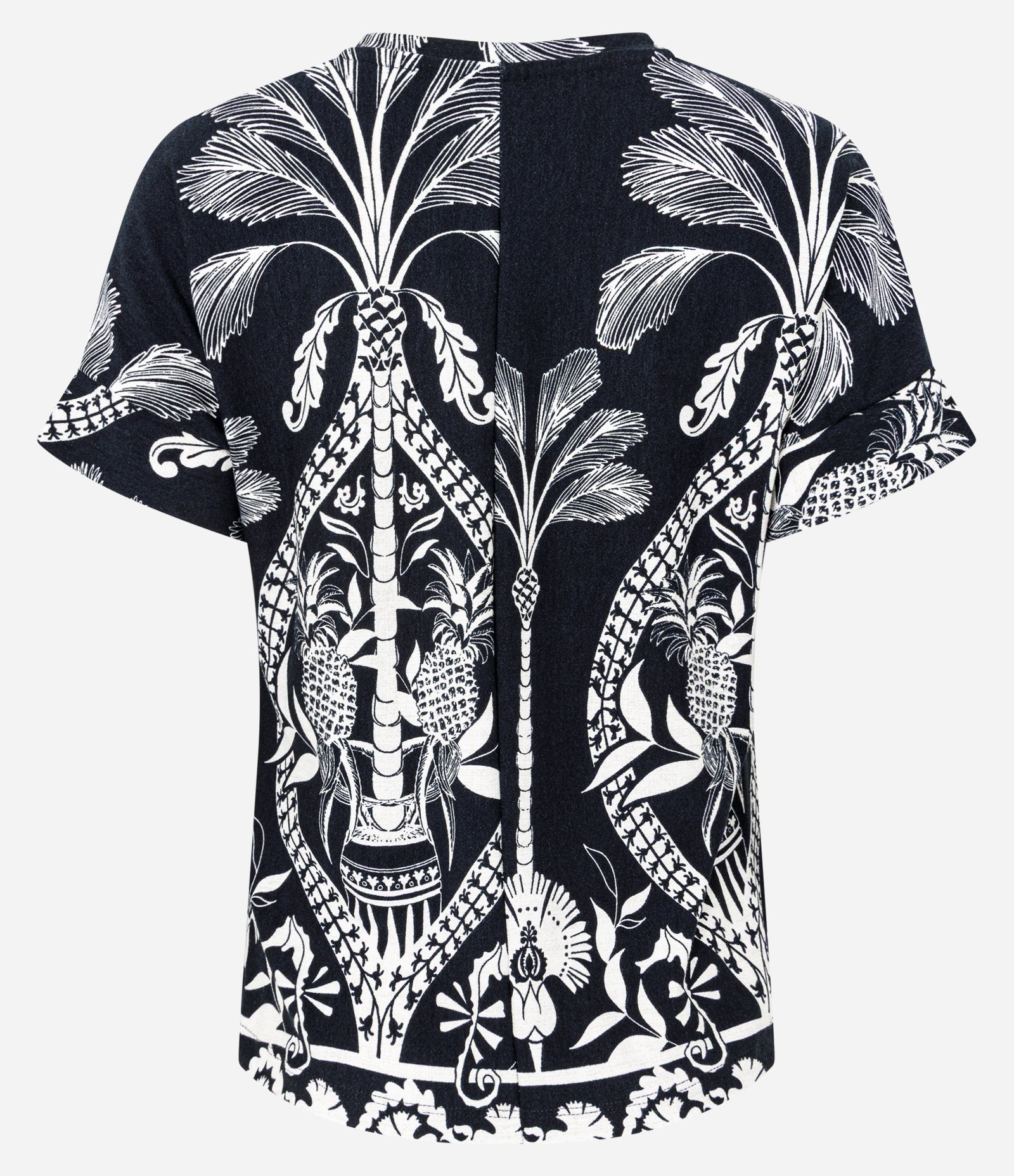 Blusa Manga Curta em Viscolycra com Estampa Tropical Preto 6