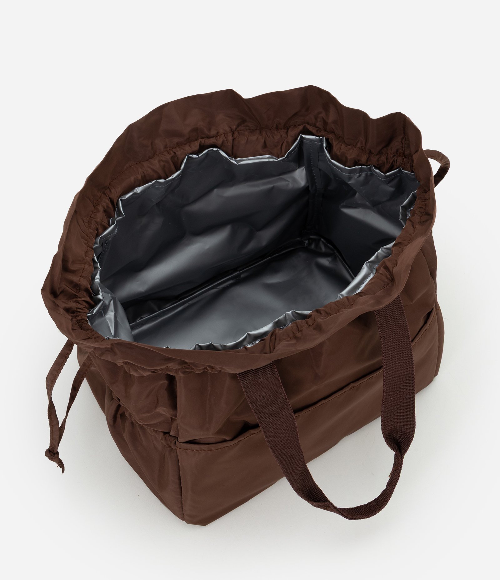 Lancheira com Cordão Ajustável e Bolso Externo Marrom 5