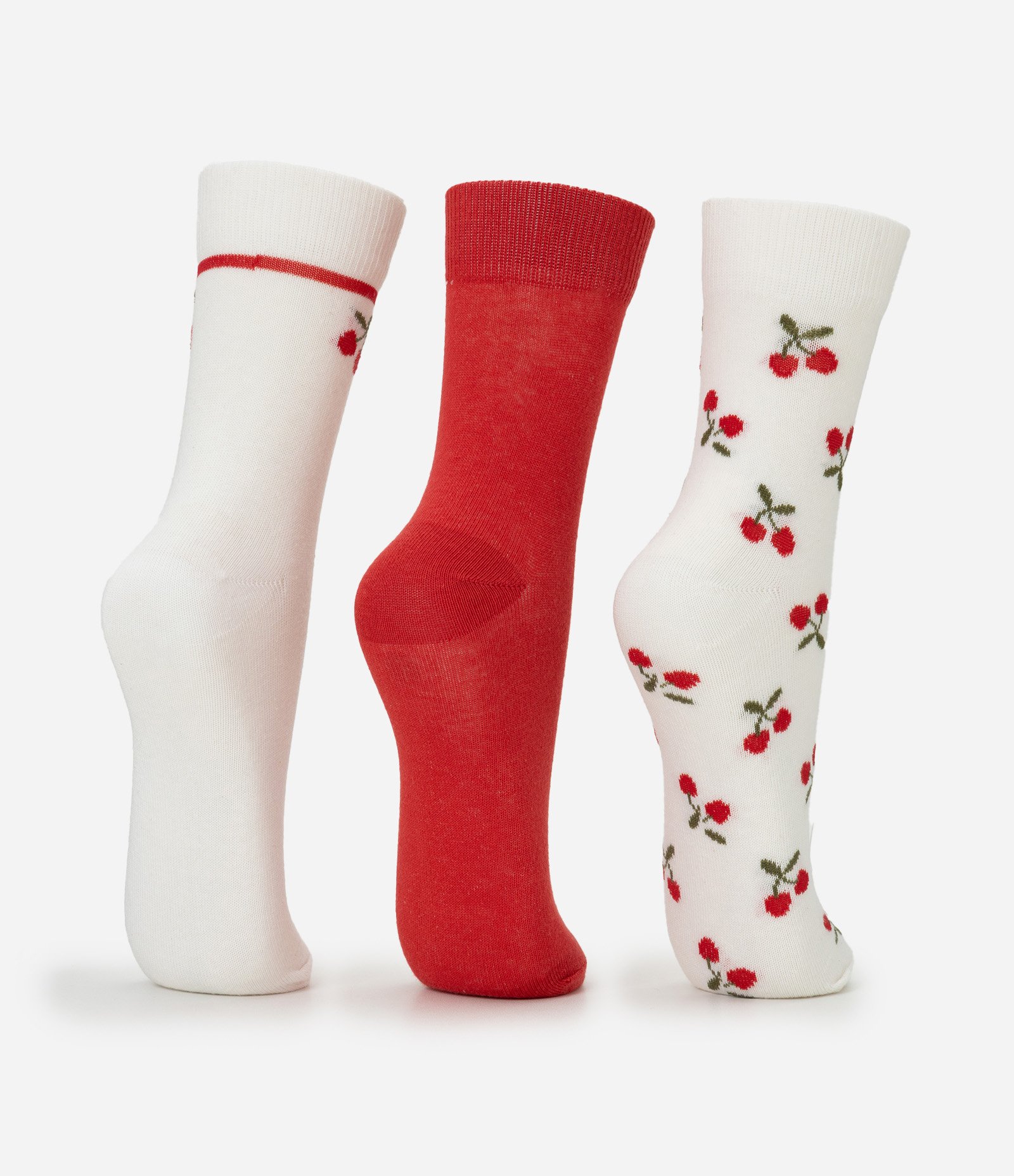 Kit 3 Pares de Meia Cano Alto com Cerejas Multicores 3