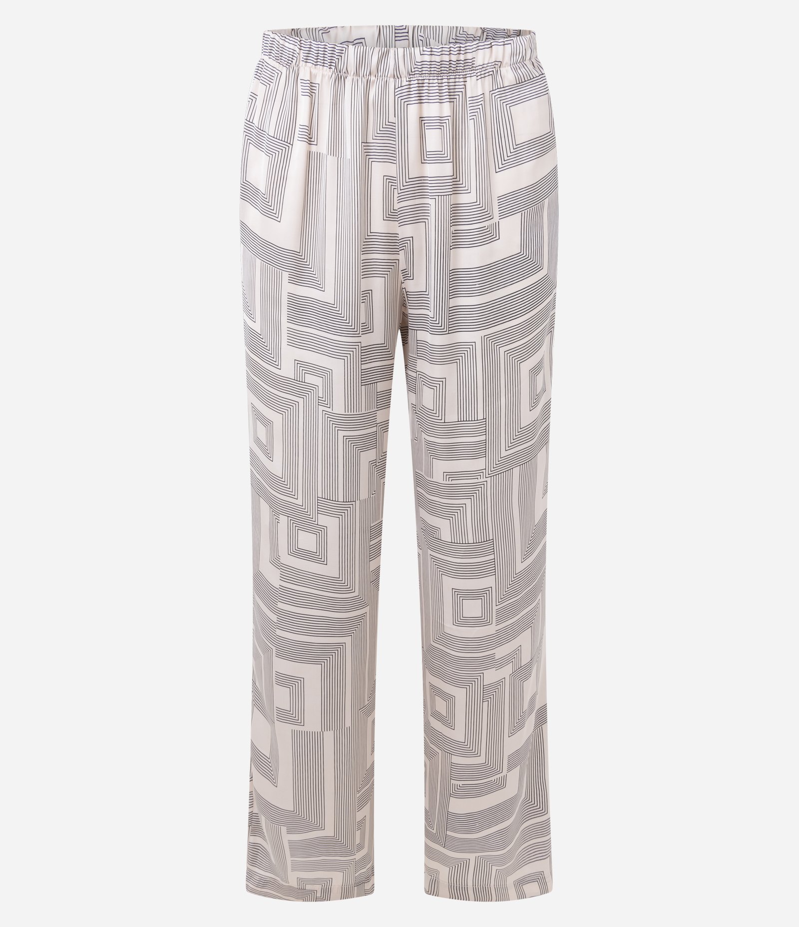 Pijama Americano Longo em Cetim com Estampa Geométrica Rose/Preto 8