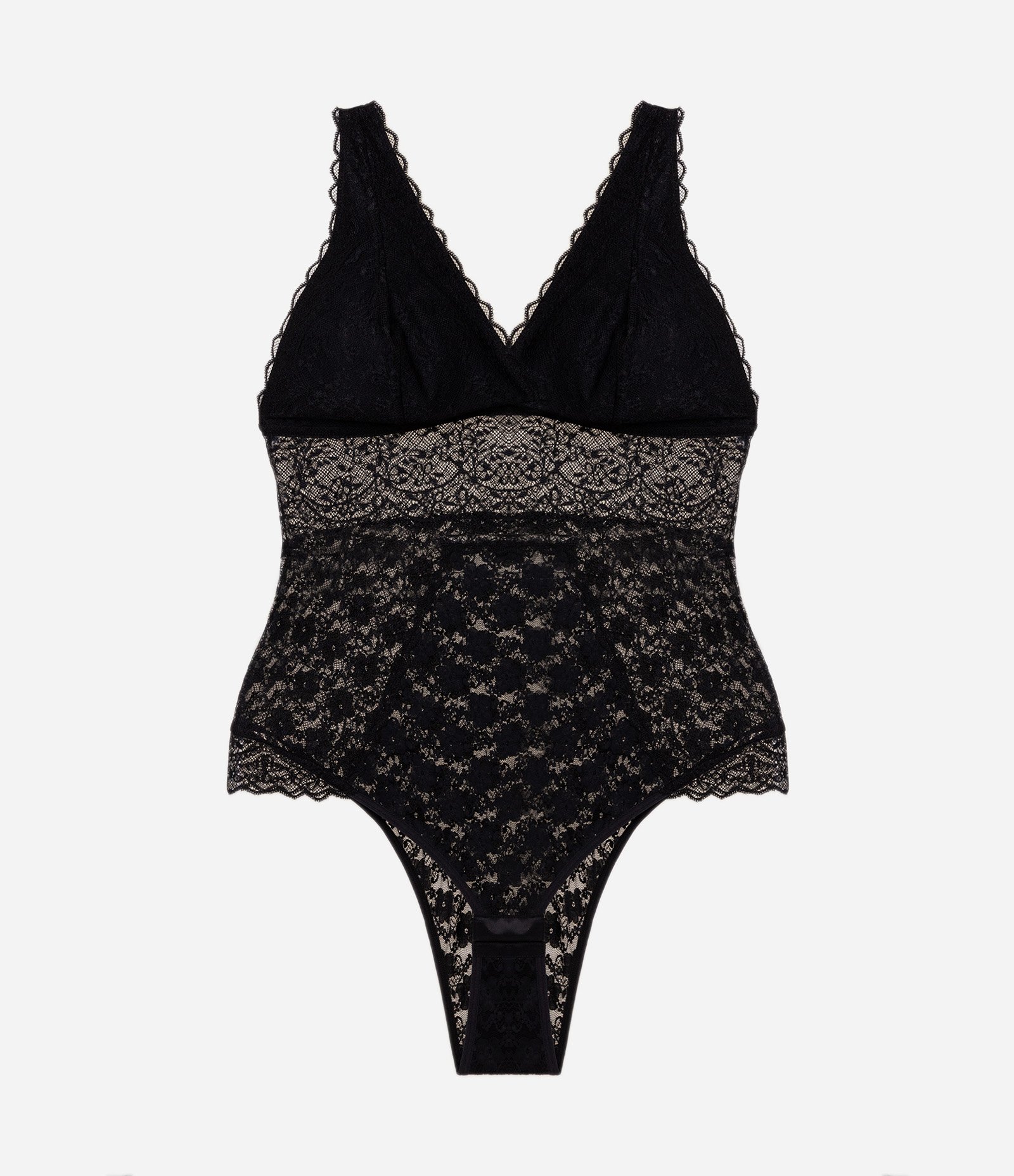 Body em Renda com Decote V Curve & Plus Size Preto 1