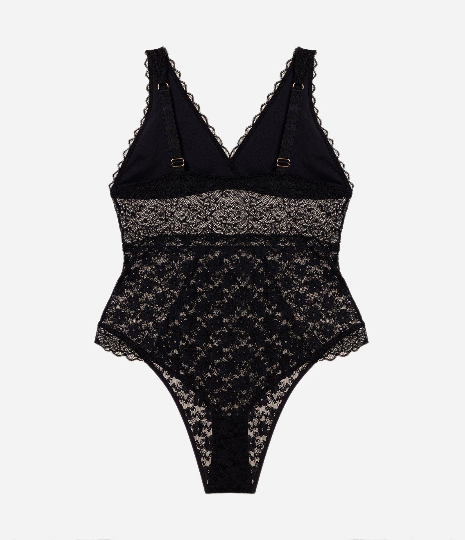 Body em Renda com Decote V Curve & Plus Size Preto 2
