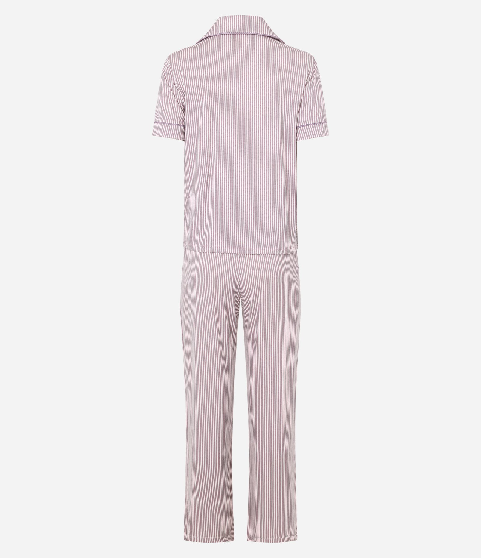 Pijama Americano Listrado com Manga Curta Branco/Rosa 6