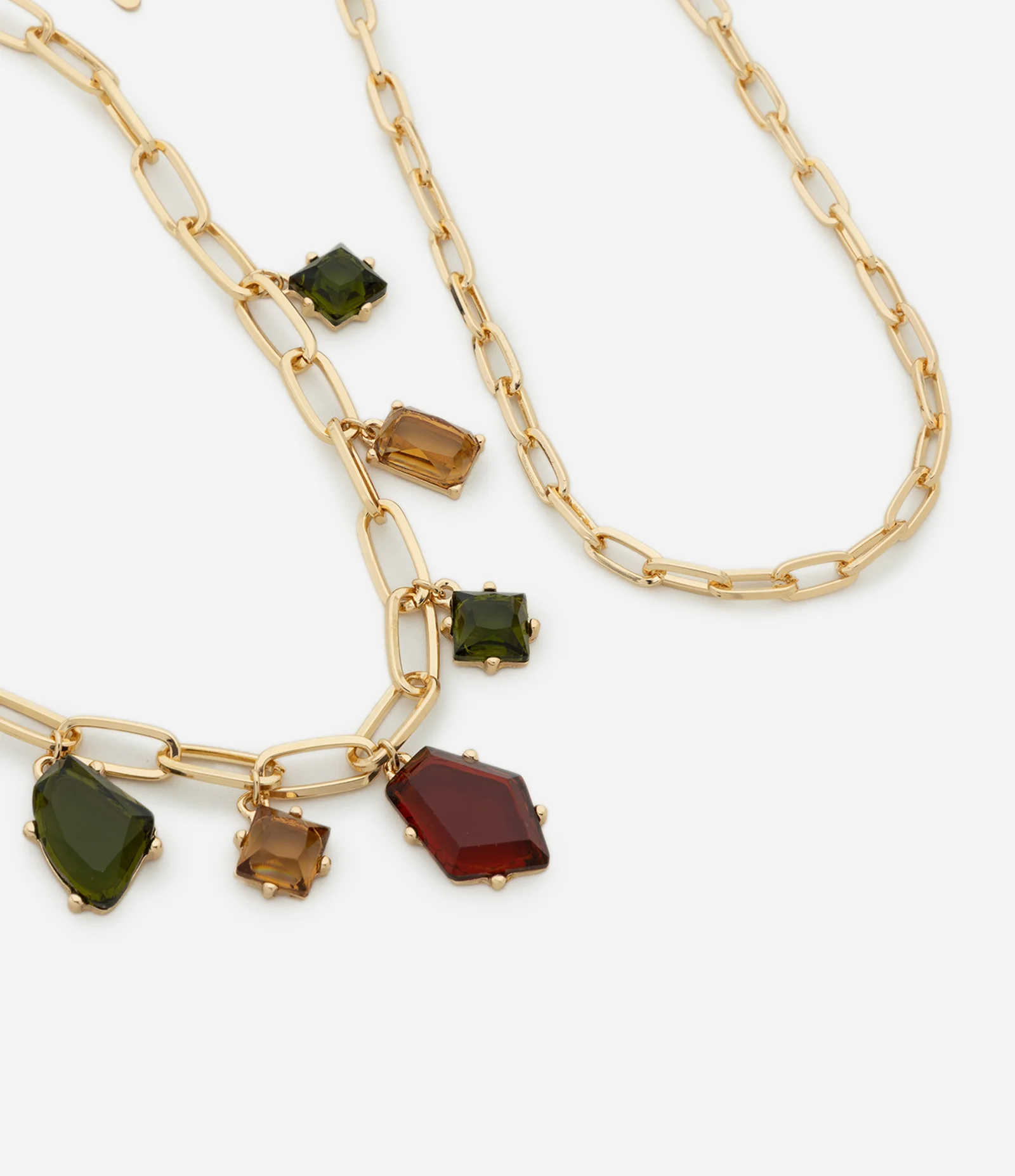 Colar Camadas com Pingentes Geométricos Dourado 2