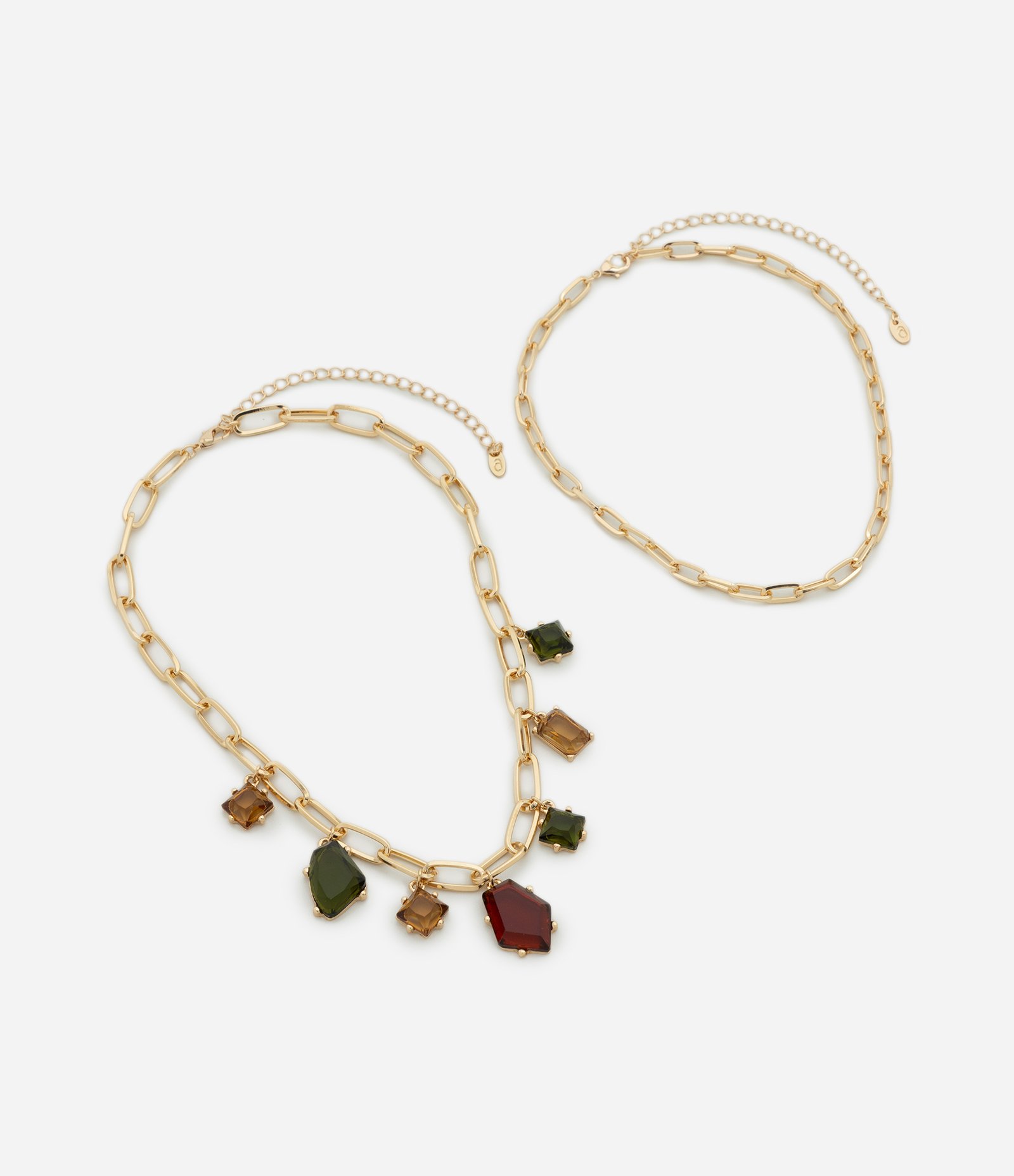 Colar Camadas com Pingentes Geométricos Dourado 3