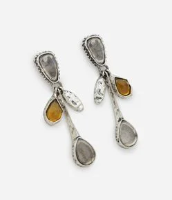 Brinco Médio Alongado com Gotas Resinadas