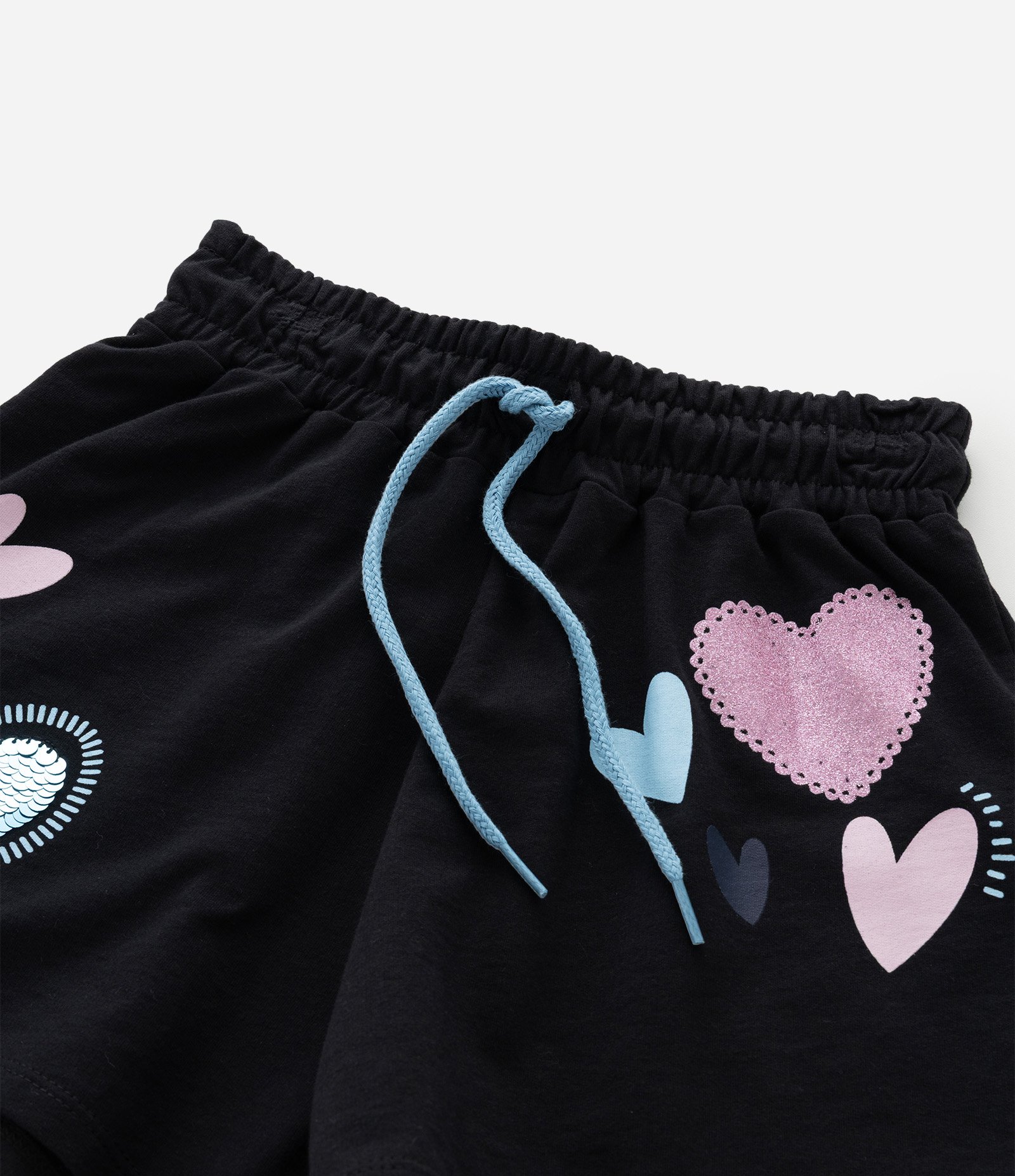 Short Infantil com Corações e Paetê – Tam 5 a 14 Anos Preto 6