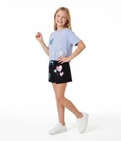 Short Infantil com Corações e Paetê – Tam 5 a 14 Anos