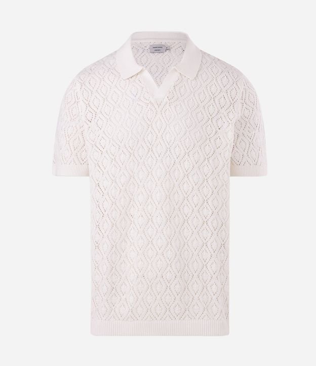 Camiseta Polo em Tricô com Textura Vazada Alceu Valença Branco
