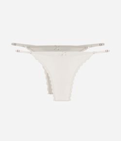 Kit 02 Calcinhas String Fio Duplo com Detalhes em Renda