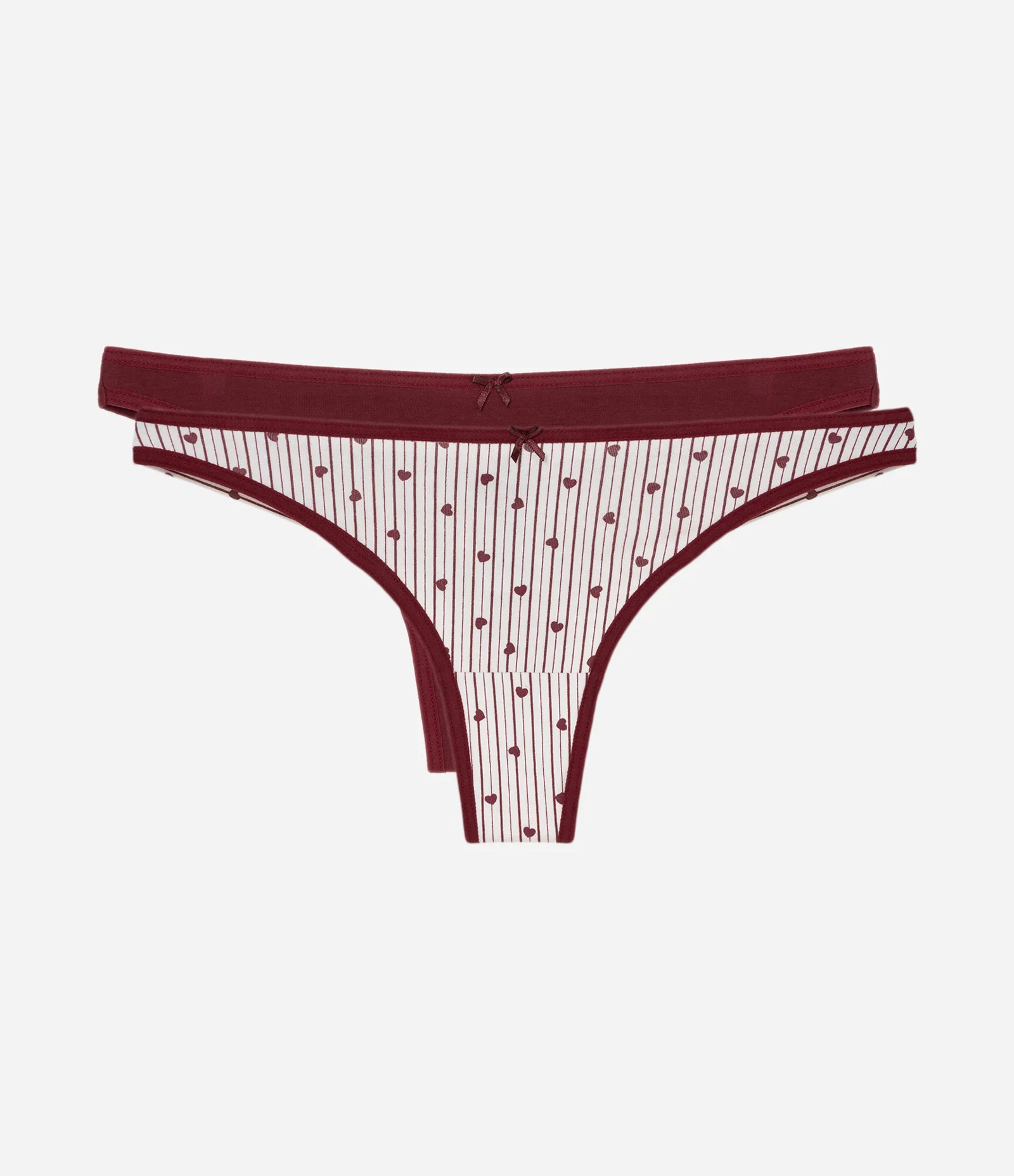 Kit 02 Calcinhas Biquíni Fio Duplo em Algodão Branco/Vermelho 1