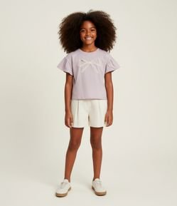 Blusa Infantil com Laço Bordado em Renda – Tam 5 a 14 Anos
