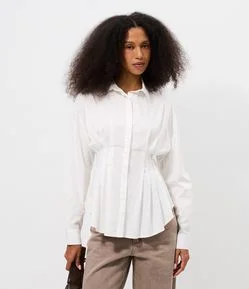 Camisa Acinturada com Pregas em Tricoline