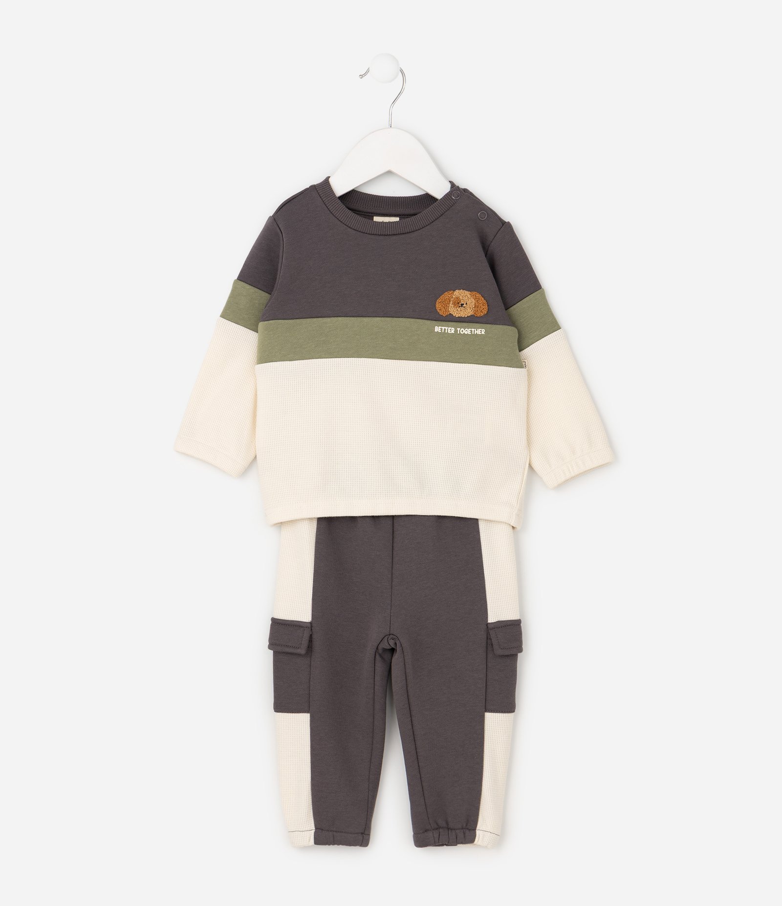 Conjunto Infantil em Moletom com Estampa de Urso - Tam 3 a 18 Meses Marrom 2