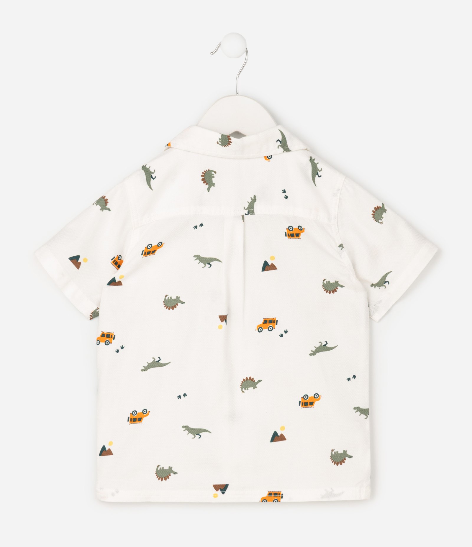 Camisa Comfort Infantil em Algodão com Estampa Dinossauro - Tam 1 a 6 Anos Branco 2