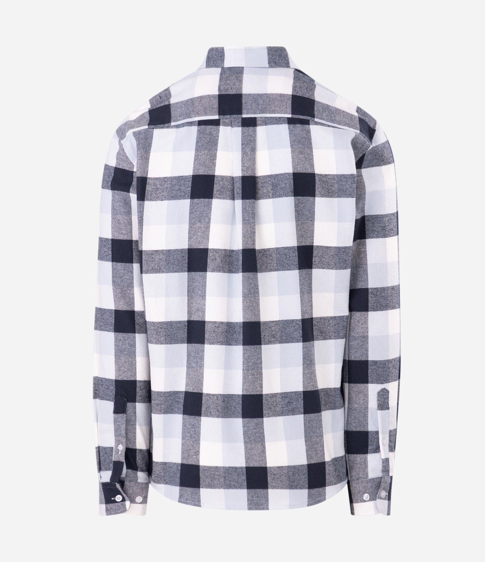 Camisa Comfort em Algodão com Estampa Xadrez e Manga Longa Branco/Azul Escuro 5
