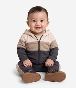 Jaqueta Infantil em Modal com Capuz e Recortes – Tam 0 a 18 Meses