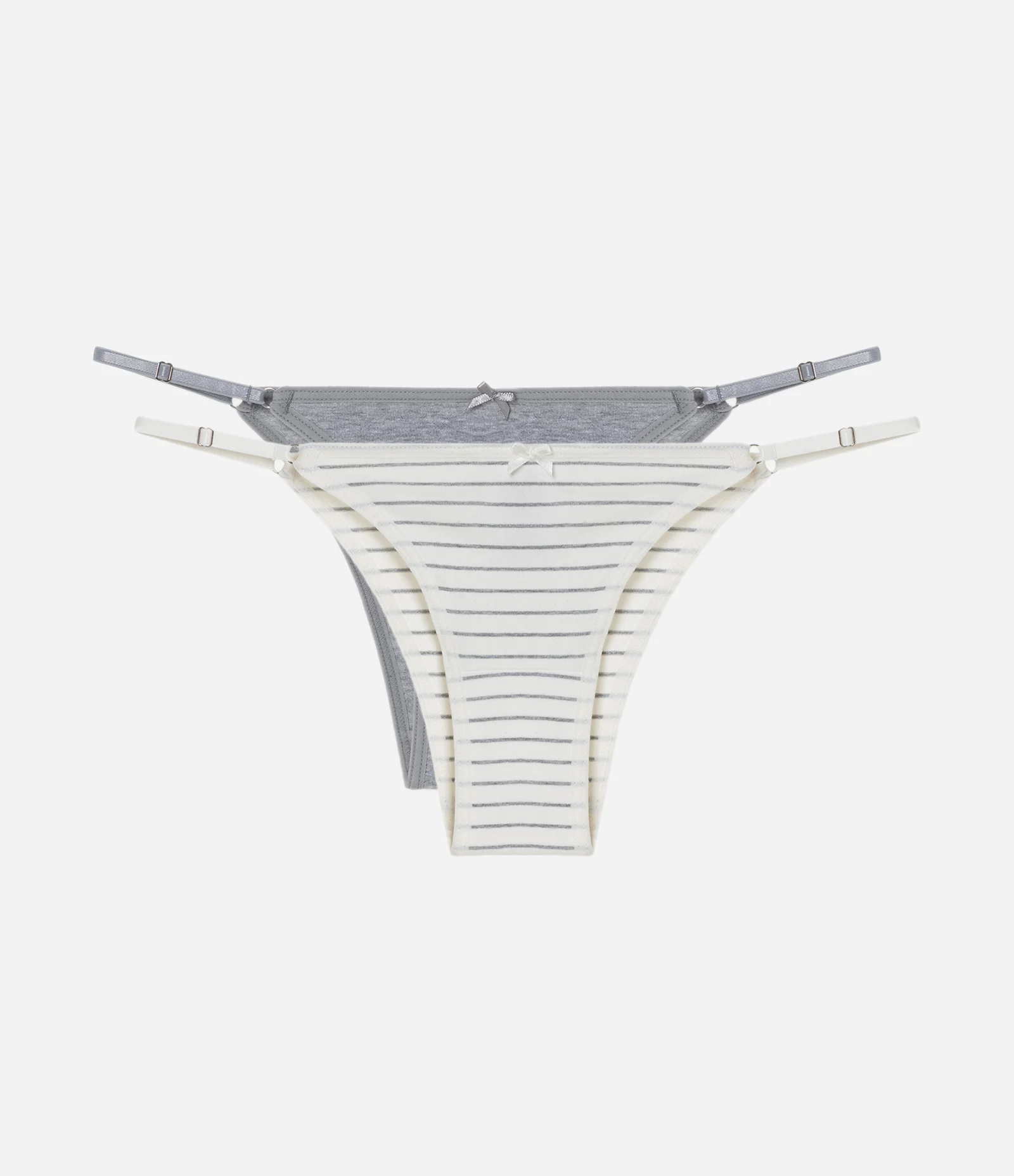 Kit 02 Calcinhas String em ALgodão Branco/Cinza 1