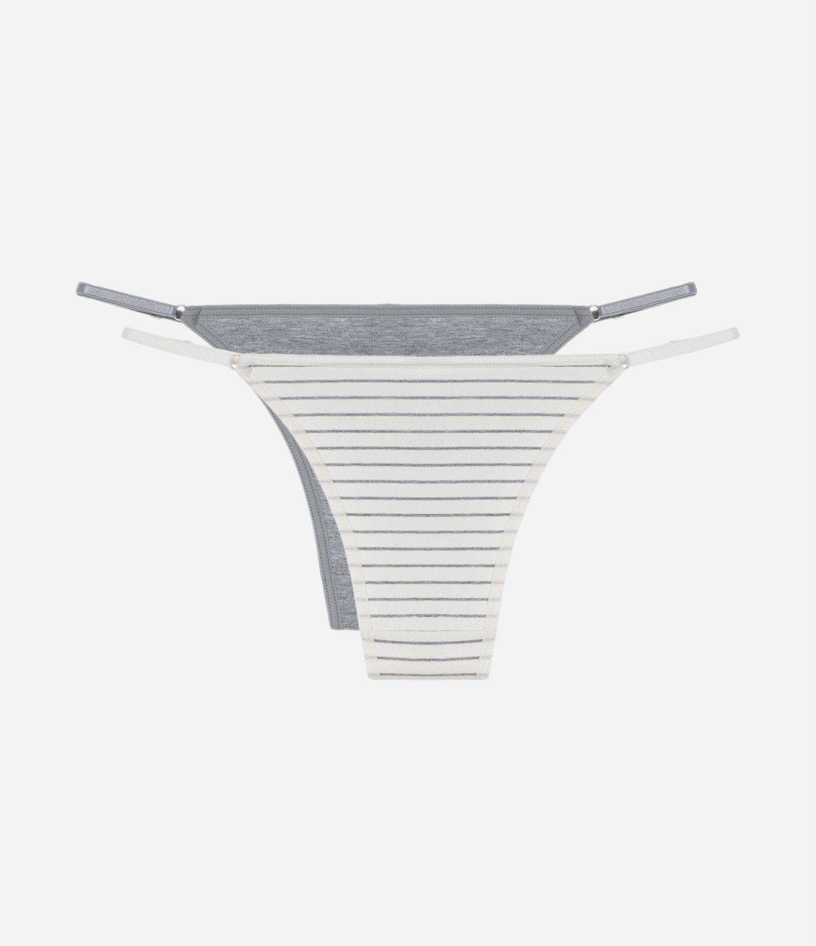 Kit 02 Calcinhas String em ALgodão Branco/Cinza 2