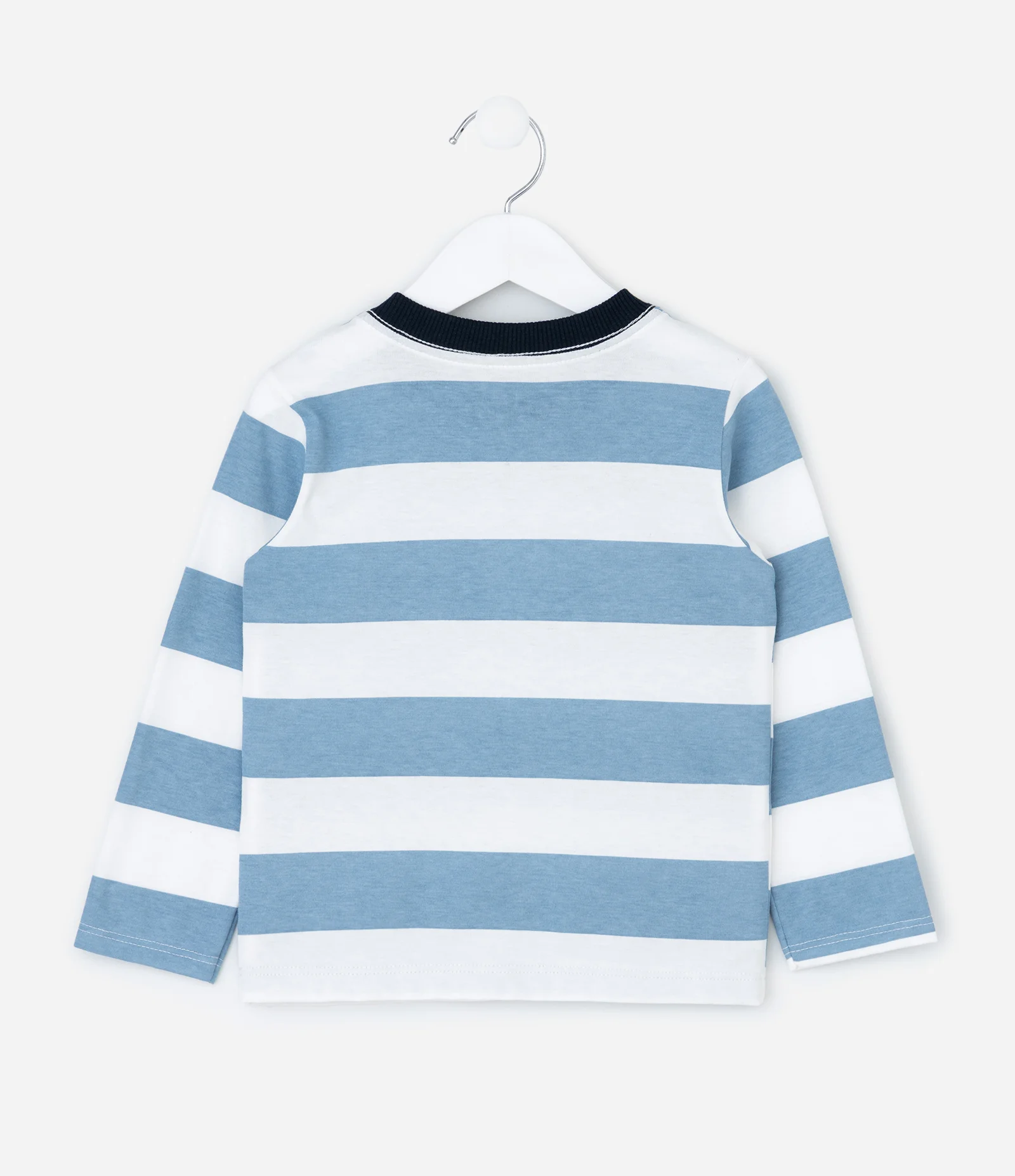 Camiseta Infantil Listrada com Estampa Bluey no Bolso – Tam 2 a 6 Anos Azul/Branco 2
