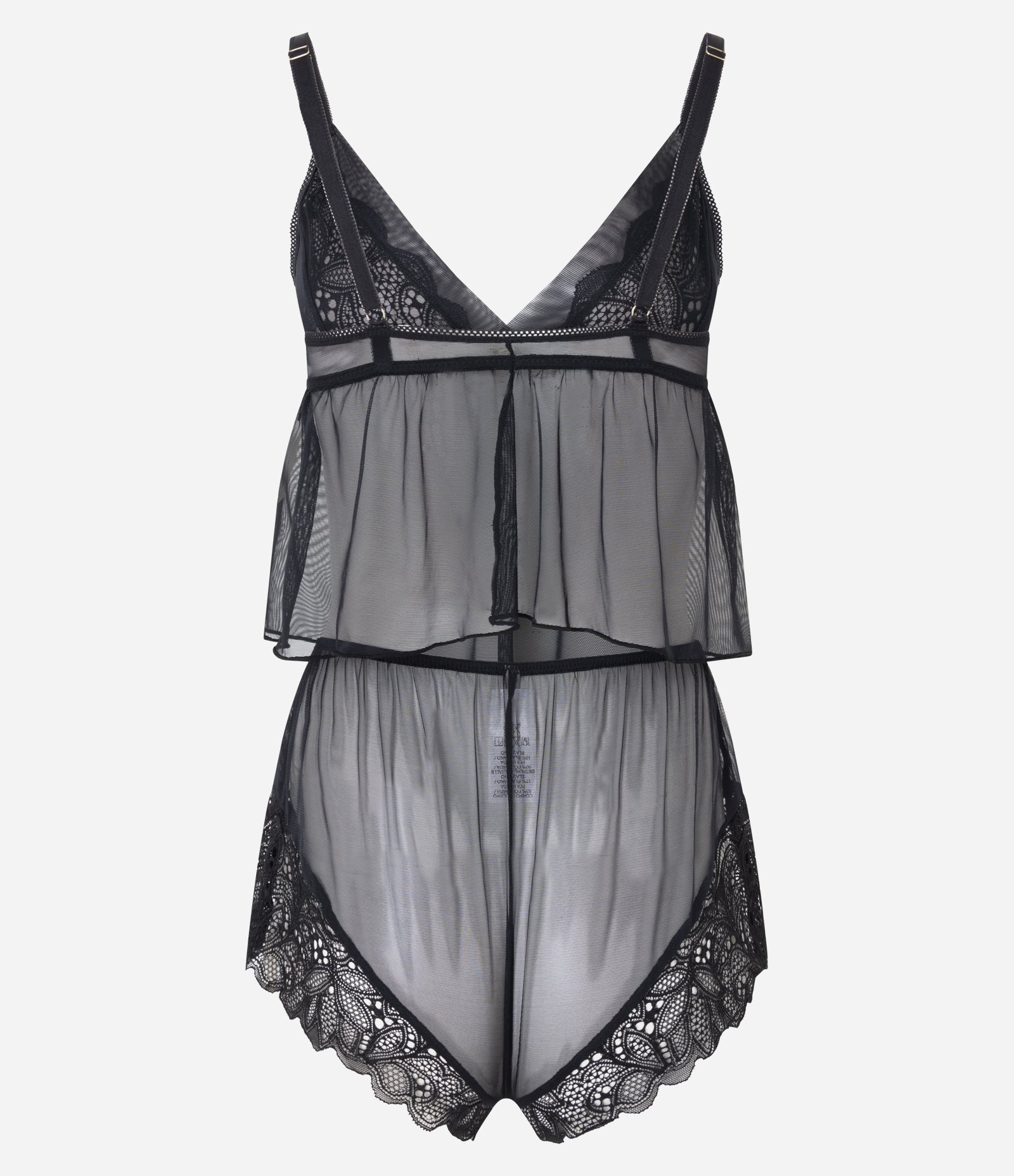 Pijama Short Doll em Tule com Detalhes em Renda Preto 3