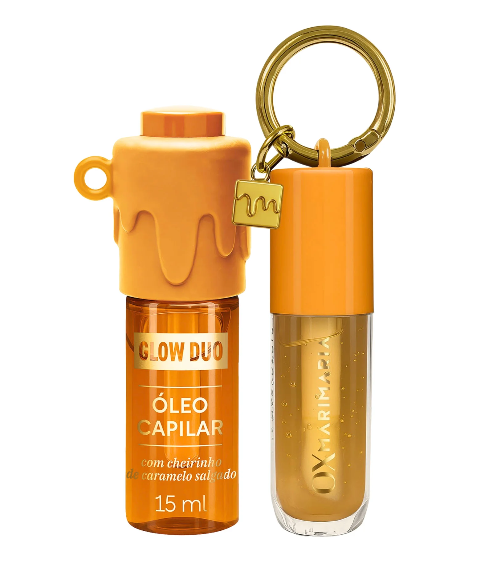 Kit Óleo Capilar 15 ml + Gloss Labial 4 ml Especial Glow Duo Caramelo Salgado OX Mari Maria KIT 2