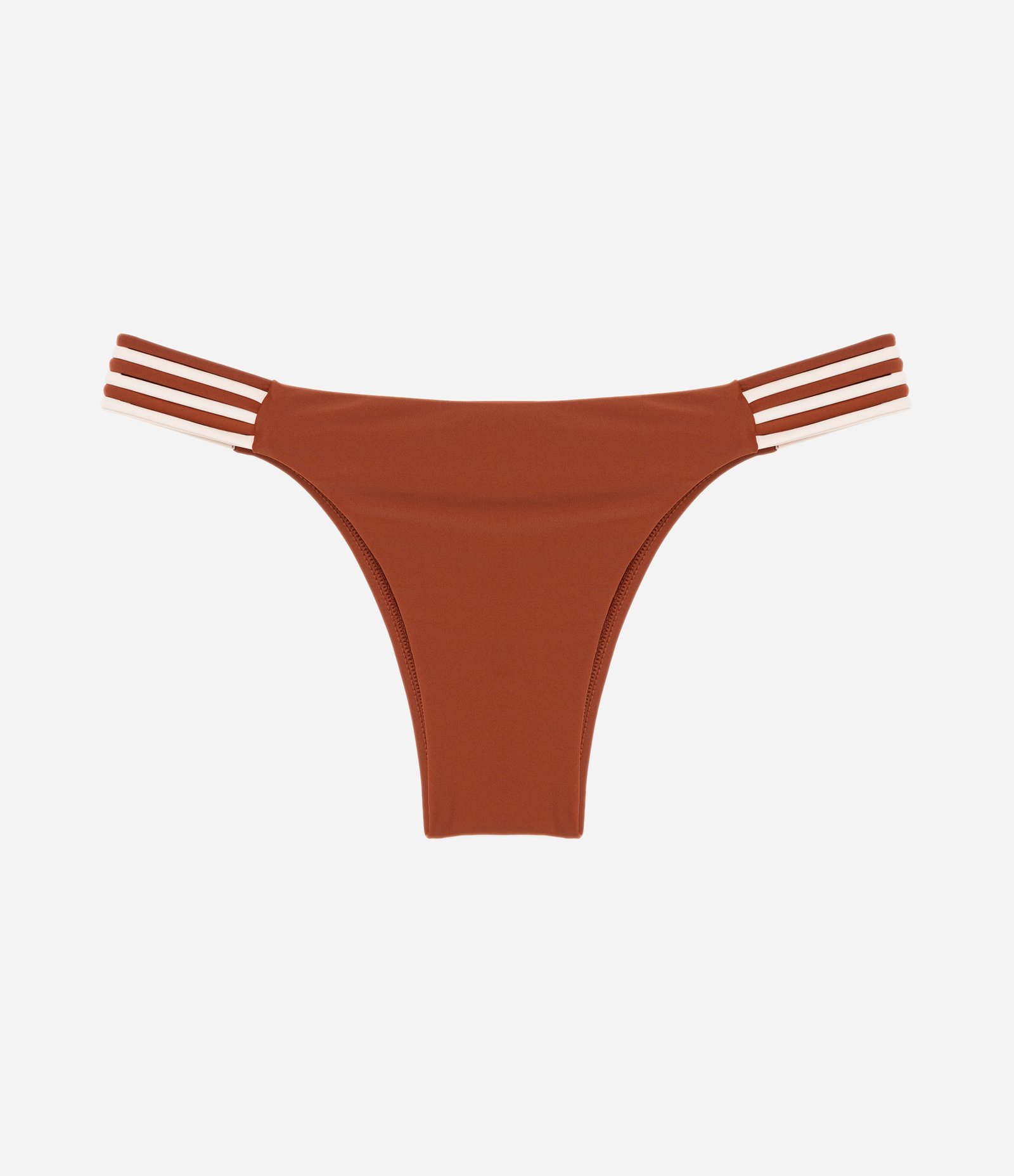 Biquíni Calcinha String Empina Bumbum em Microfibra com Elástico Bicolor Marrom 5