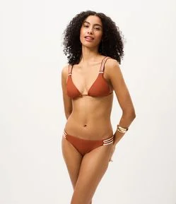 Biquíni Calcinha String Empina Bumbum em Microfibra com Elástico Bicolor