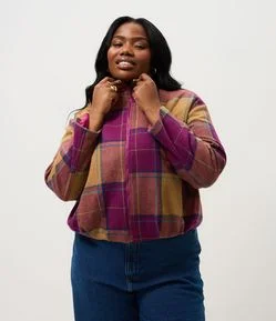 Jaqueta Xadrez Polyvelour Curve & Plus Size