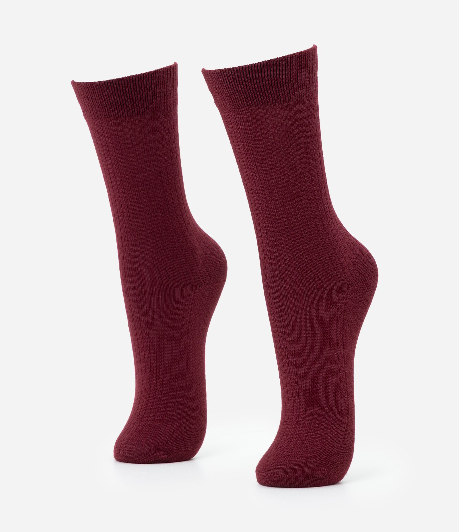 Meia Cano Alto em Viscose Canelada Vermelho 1