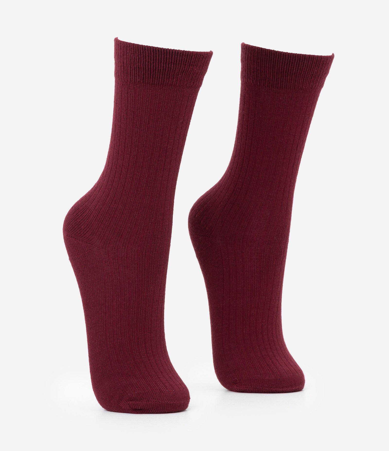 Meia Cano Alto em Viscose Canelada Vermelho 2