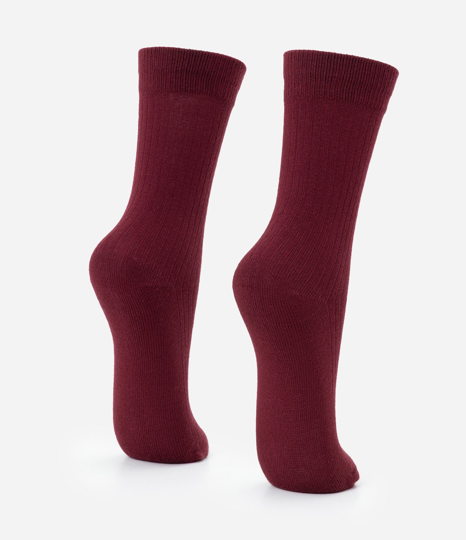 Meia Cano Alto em Viscose Canelada Vermelho 3