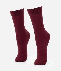 Meia Cano Alto em Viscose Canelada