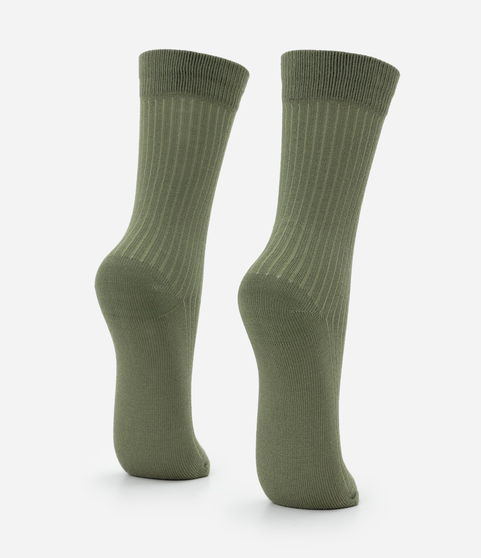 Meia Cano Alto em Viscose Canelada Verde 3