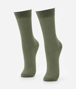 Meia Cano Alto em Viscose Canelada